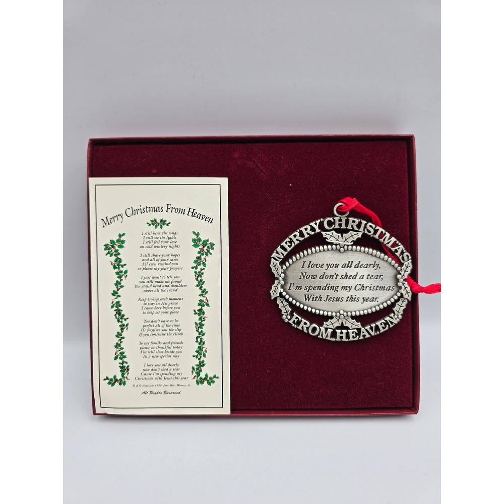John‎ W Mooney Jr Merry Christmas From Heaven Ornament Silver Good
